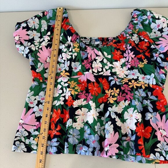 Old Navy Blouse Size 2XL Waist Defined V-Neck Floral Puff Sleeve Boho - Picture 7 of 9
